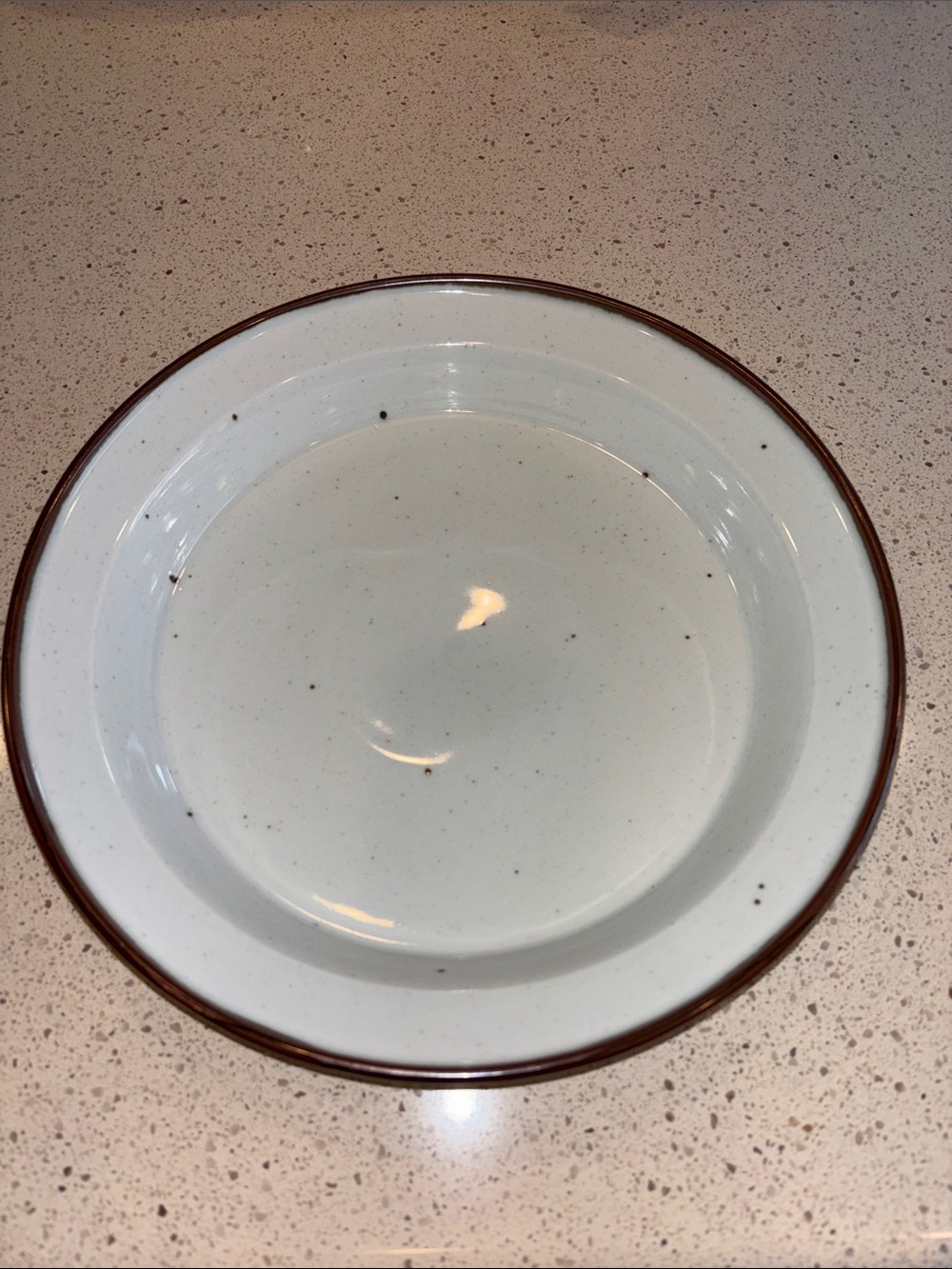 DANSK Grey Speckled Ceramic Serving Dish with Brown Rim